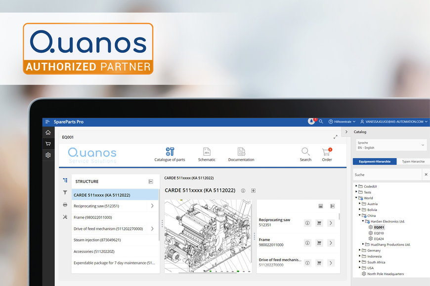 EQUIPMENTCLOUD® IIOT SERVICE SOLUTION EXPANDED WITH QUANOS SPARE PARTS MANAGEMENT